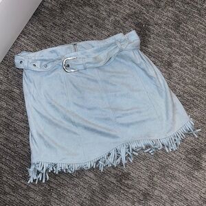 Kittenish Light blue suede mini skirt, Size XXL,Perfect Condition,zipper closure
